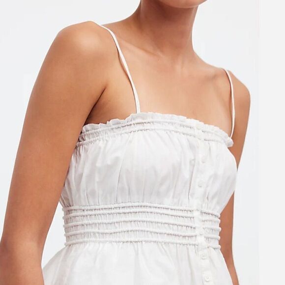 Madewell Smocked Button-Front Top in white Poplin New without tags - Picture 5 of 10